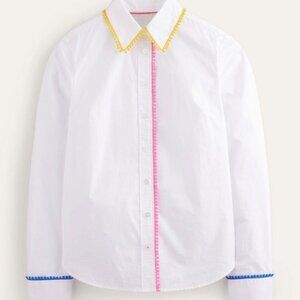Boden Sienna Embroidered Shirt 100% Cotton White NWT Size 8